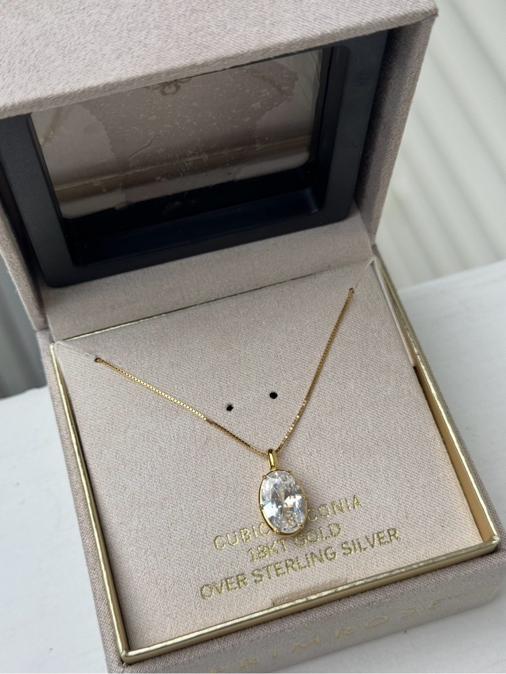 Primrose Cubic Zirconia Oval Pendant Necklace